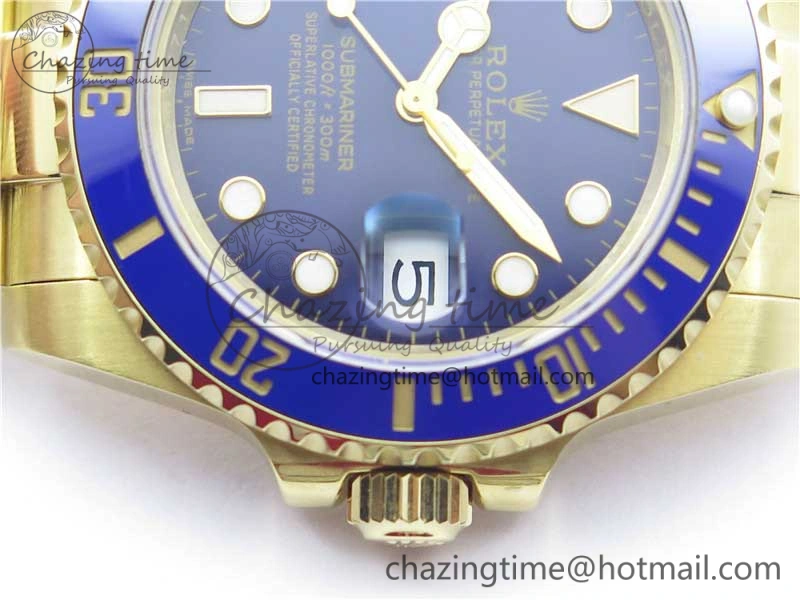Submariner 116618 LB Blue Ceramic 316L Bp Maker 1:1 Best Edition Blue Dial on YG Bracelet SA3135 V ZipUp 3013