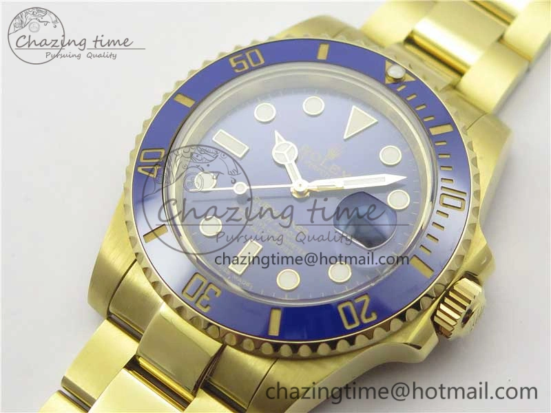 Submariner 116618 LB Blue Ceramic 316L Bp Maker 1:1 Best Edition Blue Dial on YG Bracelet SA3135 V ZipUp 3013