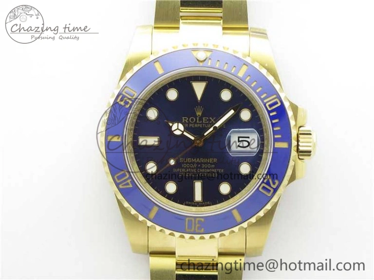 Submariner 116618 LB Blue Ceramic 316L Bp Maker 1:1 Best Edition Blue Dial on YG Bracelet SA3135 V ZipUp 3013