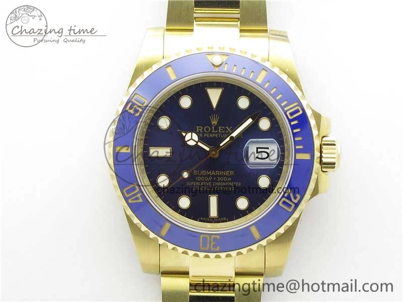 Submariner 116618 LB Blue Ceramic 316L Bp Maker 1:1 Best Edition Blue Dial on YG Bracelet SA3135 V ZipUp 3013