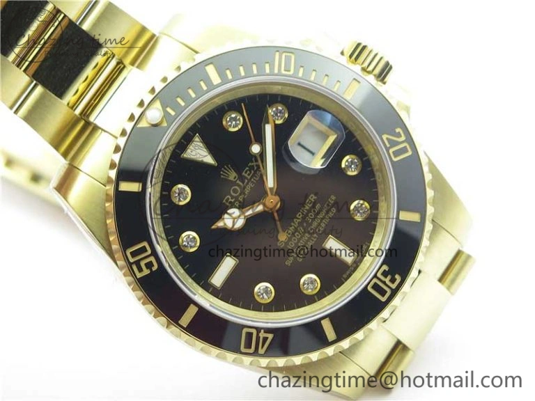 Supportive Submariner 116618 LN Black Ceramic 316L Bp Maker 1:1 Best Edition Black Dial Diam on YG Bracelet SA3135 V 3010
