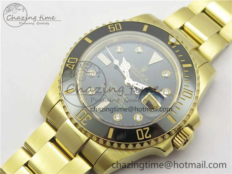 Supportive Submariner 116618 LN Black Ceramic 316L Bp Maker 1:1 Best Edition Black Dial Diam on YG Bracelet SA3135 V 3010