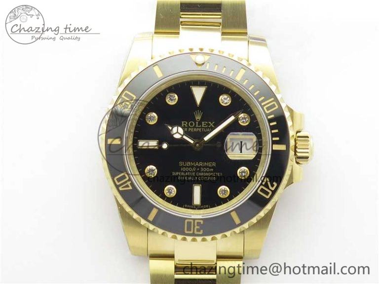 Supportive Submariner 116618 LN Black Ceramic 316L Bp Maker 1:1 Best Edition Black Dial Diam on YG Bracelet SA3135 V 3010