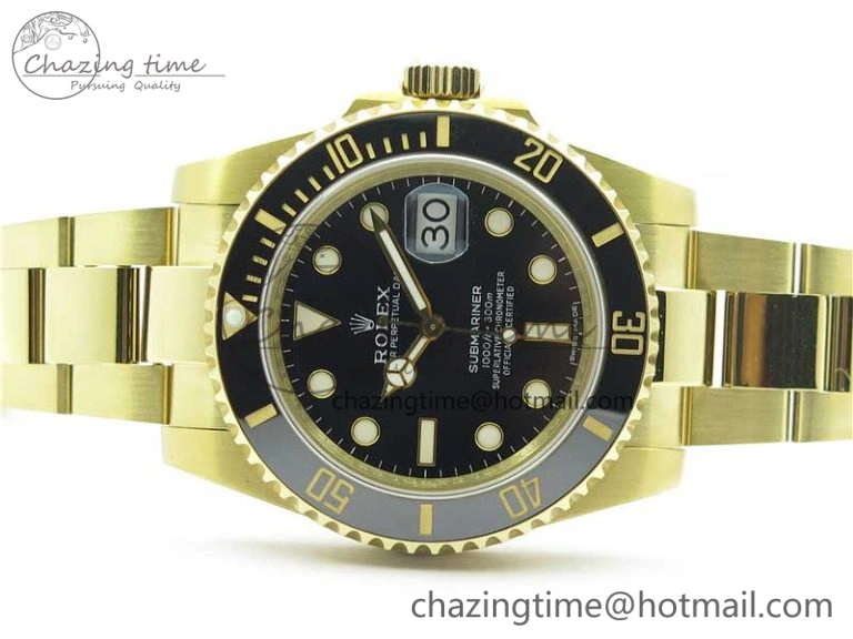 Submariner 116618 LN Black Ceramic 316L Bp Maker 1:1 Best Edition Black Dial on YG Bracelet SA3135 V ZeroBulk 3015