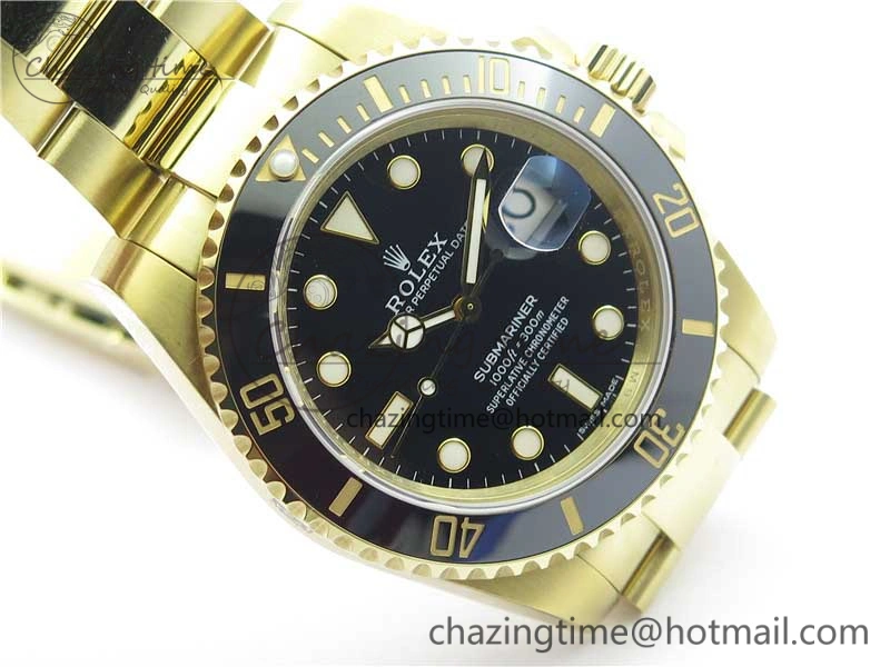 Submariner 116618 LN Black Ceramic 316L Bp Maker 1:1 Best Edition Black Dial on YG Bracelet SA3135 V ZeroBulk 3015