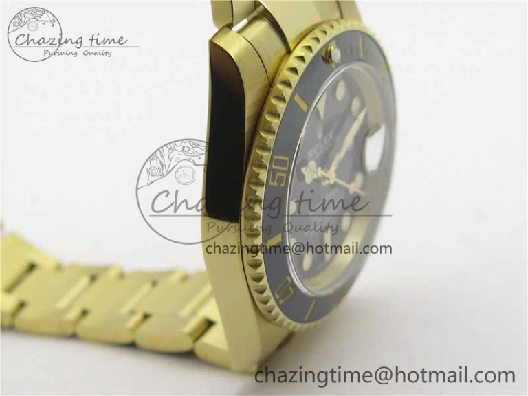 Submariner 116618 LN Black Ceramic 316L Bp Maker 1:1 Best Edition Black Dial on YG Bracelet SA3135 V ZeroBulk 3015