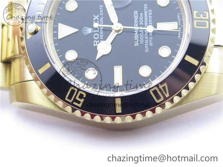 Submariner 116618 LN Black Ceramic 316L Bp Maker 1:1 Best Edition Black Dial on YG Bracelet SA3135 V ZeroBulk 3015