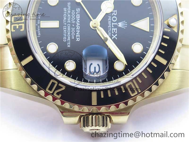 Submariner 116618 LN Black Ceramic 316L Bp Maker 1:1 Best Edition Black Dial on YG Bracelet SA3135 V ZeroBulk 3015