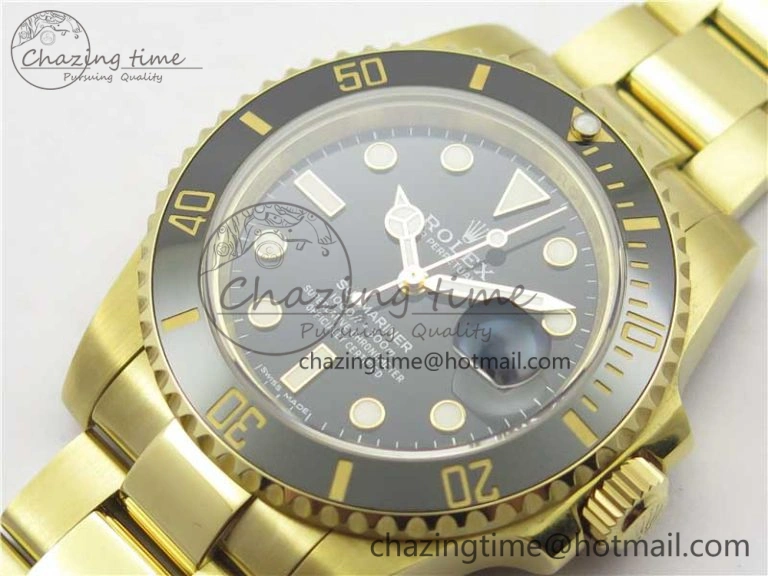 Submariner 116618 LN Black Ceramic 316L Bp Maker 1:1 Best Edition Black Dial on YG Bracelet SA3135 V ZeroBulk 3015