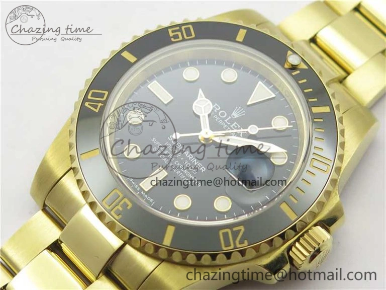 Submariner 116618 LN Black Ceramic 316L Bp Maker 1:1 Best Edition Black Dial on YG Bracelet SA3135 V ZeroBulk 3015