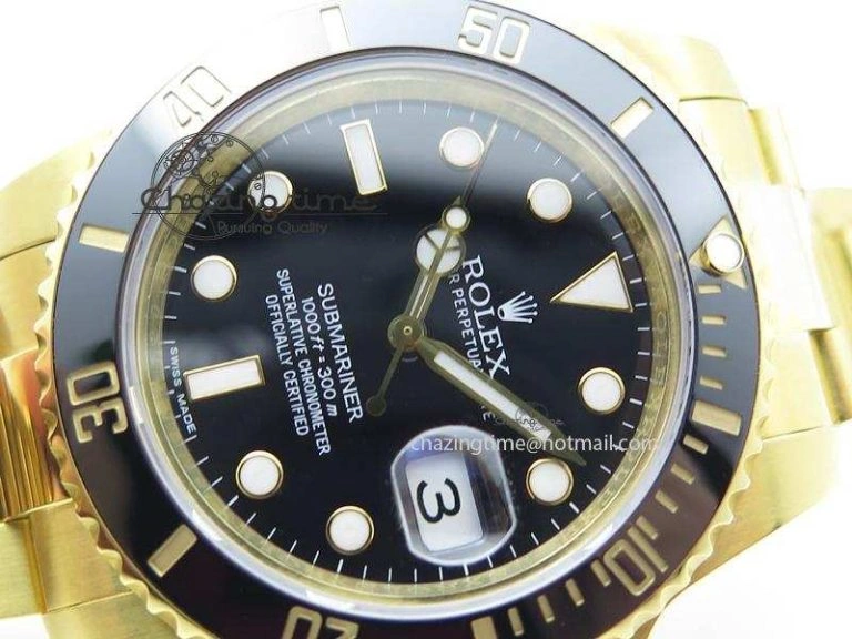 Submariner 116618 LN Bp-Maker Best Edition Black Dial On YG Bracelet ETA Packable 3989