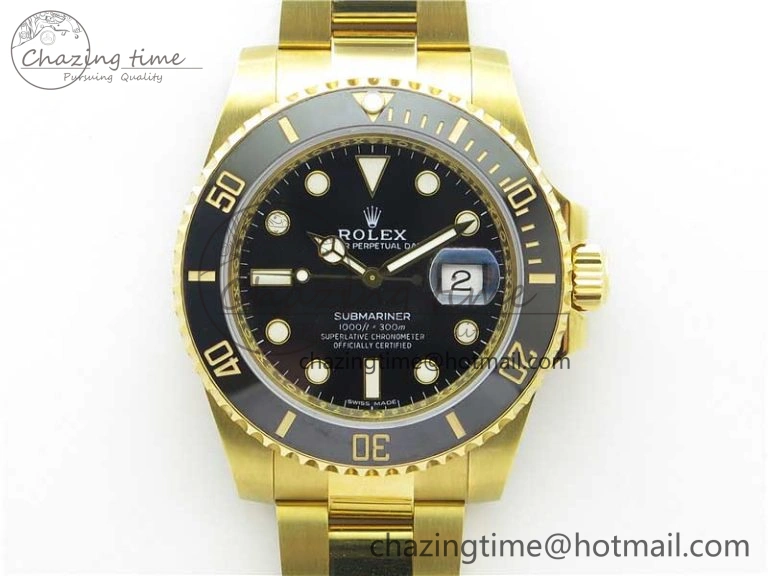 FashionForward Submariner 116618 LN D1F Best Edition YG Wrapped Black Dial on YG Wrapped Bracelet A 2588