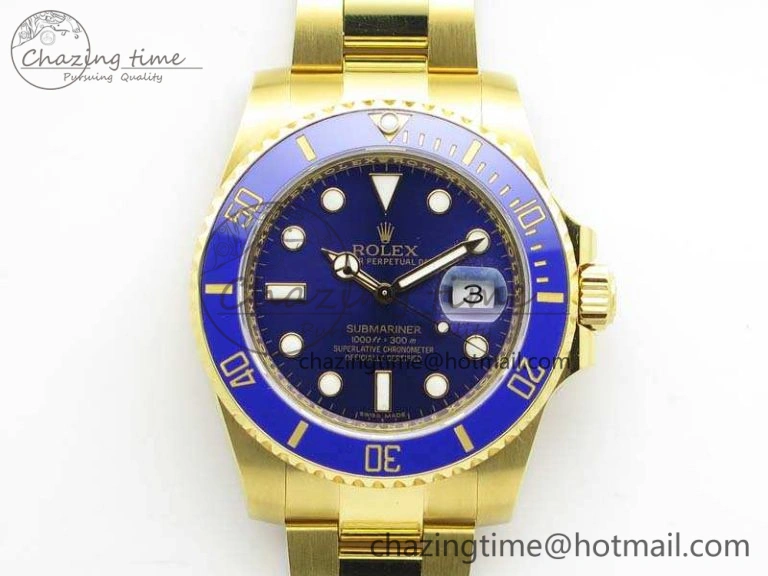 Affordable Submariner 116618LB Full YG Wrapped VRF 1:1 Best Edition Blue Dial On Full YG Wrapped Bracelet A 3529