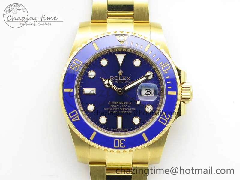 Affordable Submariner 116618LB Full YG Wrapped VRF 1:1 Best Edition Blue Dial On Full YG Wrapped Bracelet A 3529