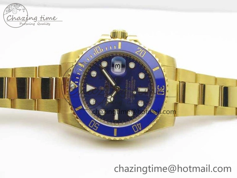 Affordable Submariner 116618LB Full YG Wrapped VRF 1:1 Best Edition Blue Dial On Full YG Wrapped Bracelet A 3529