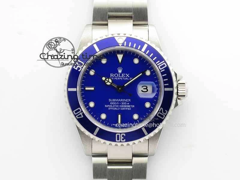 Vibrant Submariner 16610 Blue SS BP Maker Best Edition Blue Dial On SS Bracelet SA 3738
