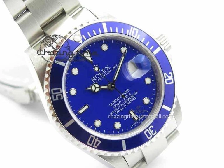 Vibrant Submariner 16610 Blue SS BP Maker Best Edition Blue Dial On SS Bracelet SA 3738