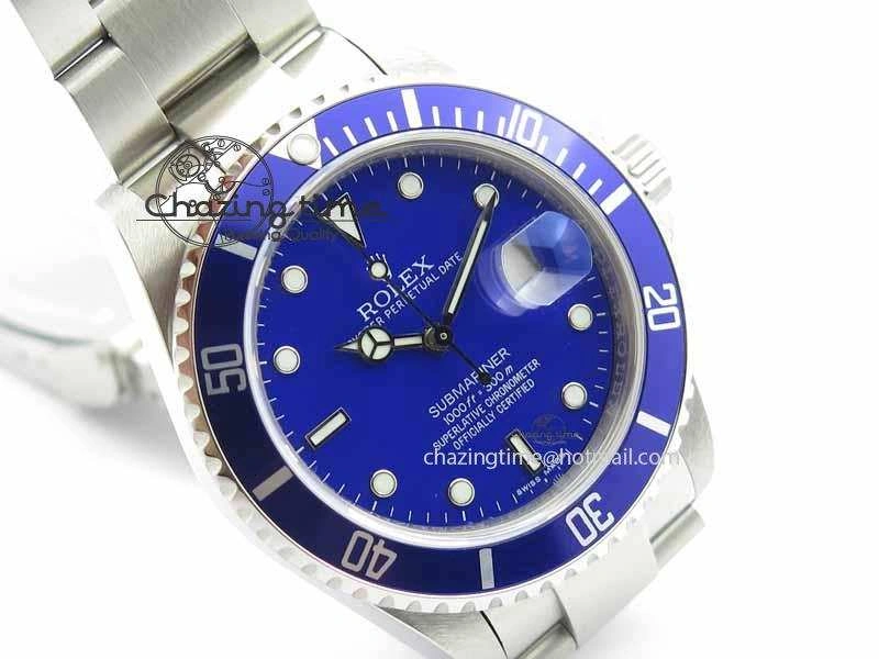 Vibrant Submariner 16610 Blue SS BP Maker Best Edition Blue Dial On SS Bracelet SA 3738