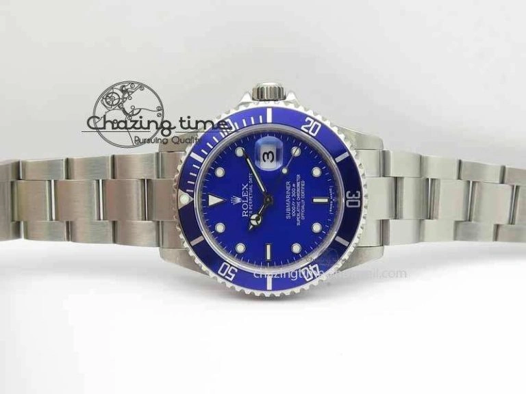 Vibrant Submariner 16610 Blue SS BP Maker Best Edition Blue Dial On SS Bracelet SA 3738