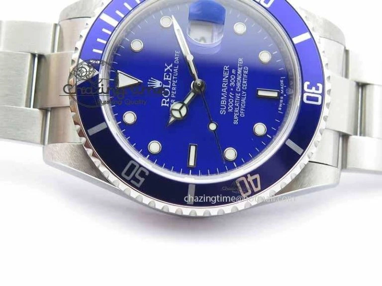 Vibrant Submariner 16610 Blue SS BP Maker Best Edition Blue Dial On SS Bracelet SA 3738