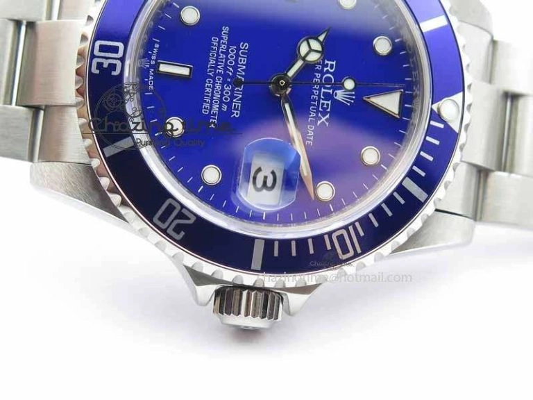 Vibrant Submariner 16610 Blue SS BP Maker Best Edition Blue Dial On SS Bracelet SA 3738
