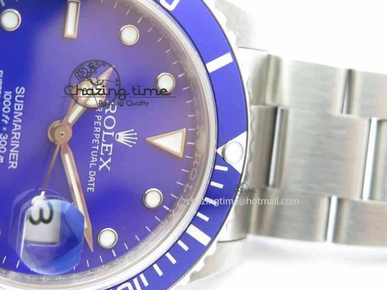 Vibrant Submariner 16610 Blue SS BP Maker Best Edition Blue Dial On SS Bracelet SA 3738