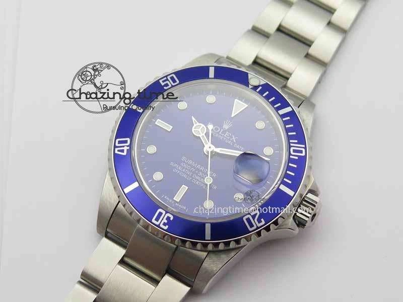 Vibrant Submariner 16610 Blue SS BP Maker Best Edition Blue Dial On SS Bracelet SA 3738