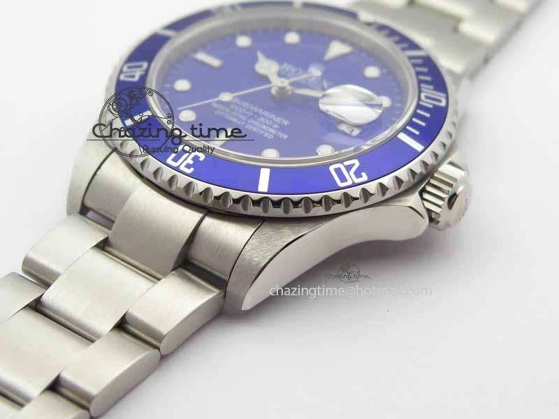 Vibrant Submariner 16610 Blue SS BP Maker Best Edition Blue Dial On SS Bracelet SA 3738