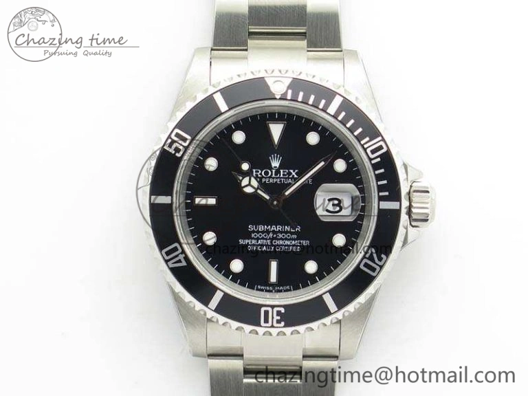 Submariner 16610 LN Black No Rehaut Engraving JF 1:1 Best Edition On SS Bracelet SH Vibrant 3544