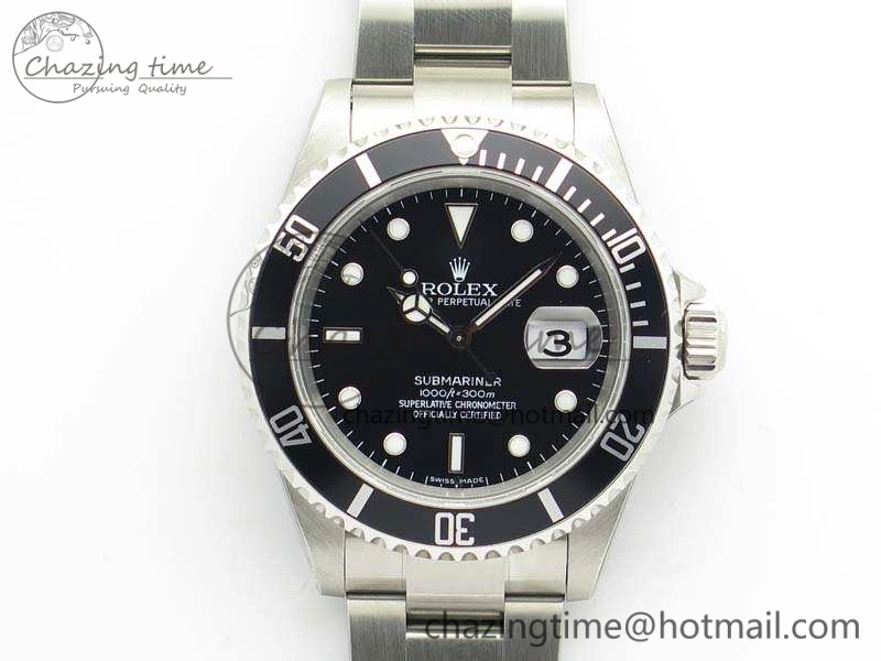 Submariner 16610 LN Black No Rehaut Engraving JF 1:1 Best Edition On SS Bracelet SH Vibrant 3544