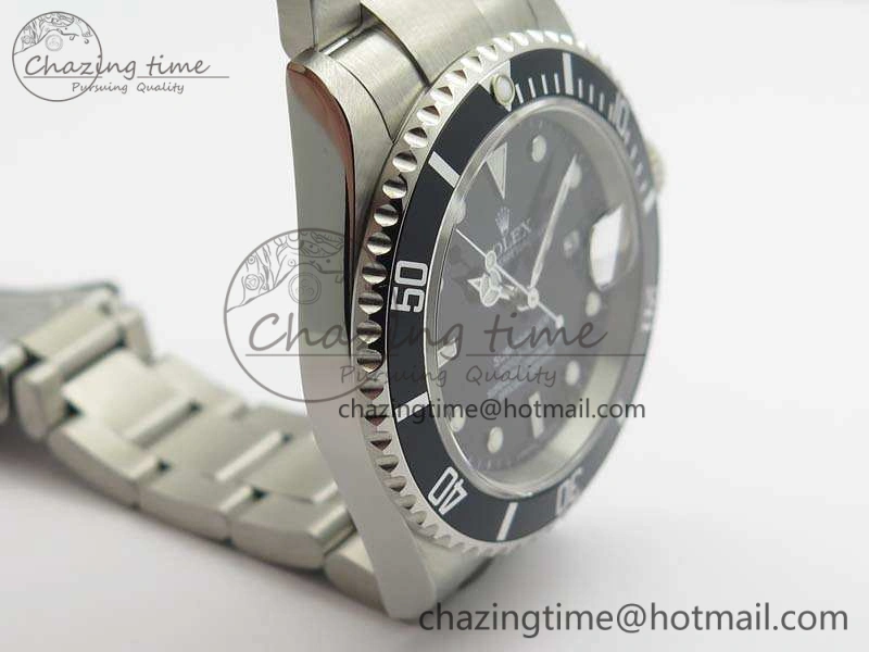 Submariner 16610 LN Black No Rehaut Engraving JF 1:1 Best Edition On SS Bracelet SH Vibrant 3544