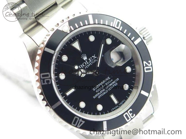 Submariner 16610 LN Black No Rehaut Engraving JF 1:1 Best Edition On SS Bracelet SH Vibrant 3544