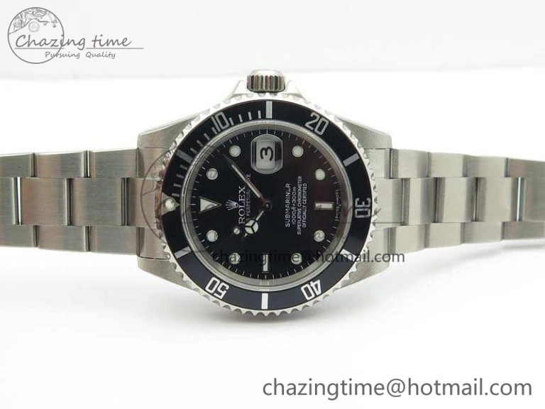 Submariner 16610 LN Black No Rehaut Engraving JF 1:1 Best Edition On SS Bracelet SH Vibrant 3544