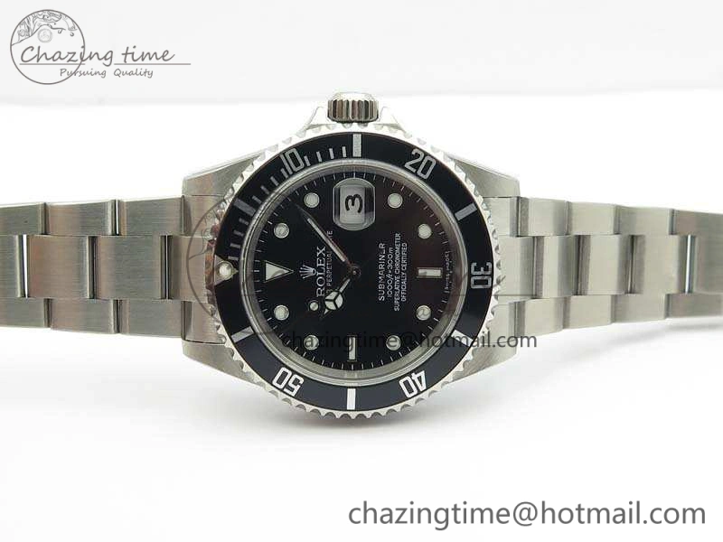 Submariner 16610 LN Black No Rehaut Engraving JF 1:1 Best Edition On SS Bracelet SH Vibrant 3544