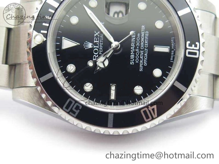 Submariner 16610 LN Black No Rehaut Engraving JF 1:1 Best Edition On SS Bracelet SH Vibrant 3544