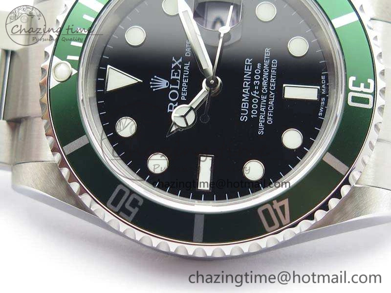 EyeCatching Submariner 16610 LV Green No Rehaut Engraving JF 1:1 Best Edition On SS Bracelet SH 3543