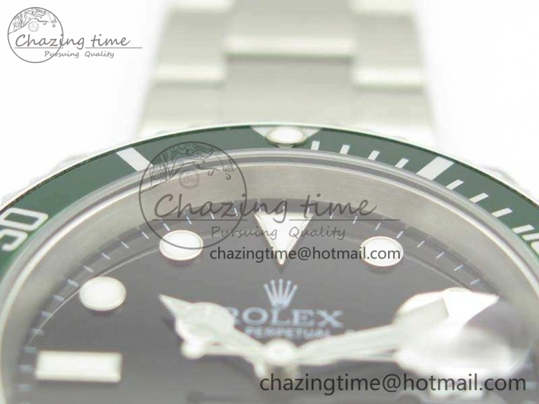EyeCatching Submariner 16610 LV Green No Rehaut Engraving JF 1:1 Best Edition On SS Bracelet SH 3543