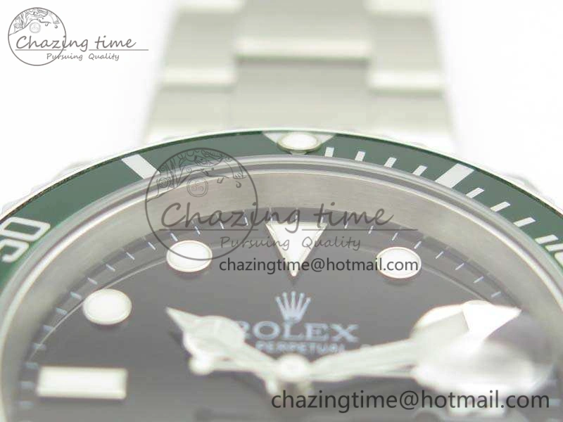 EyeCatching Submariner 16610 LV Green No Rehaut Engraving JF 1:1 Best Edition On SS Bracelet SH 3543