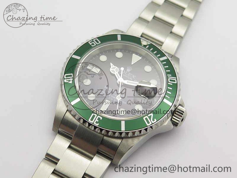 EyeCatching Submariner 16610 LV Green No Rehaut Engraving JF 1:1 Best Edition On SS Bracelet SH 3543