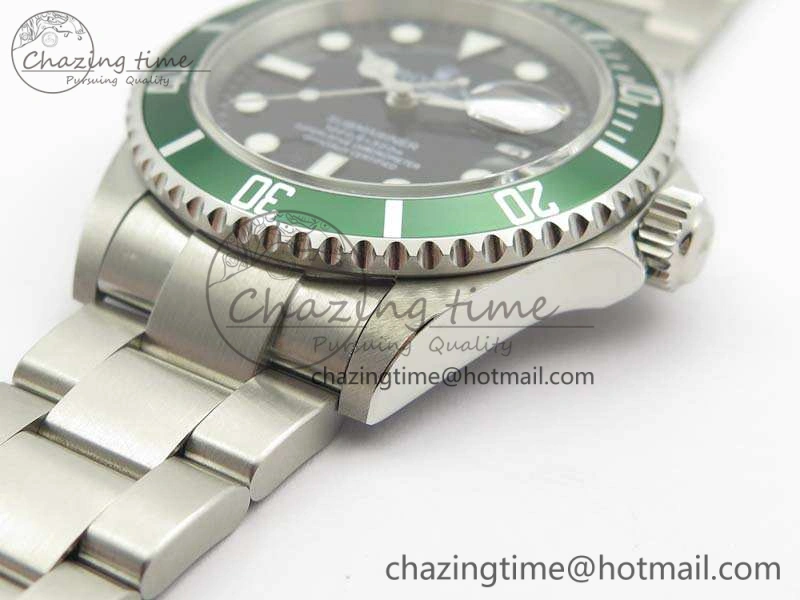 EyeCatching Submariner 16610 LV Green No Rehaut Engraving JF 1:1 Best Edition On SS Bracelet SH 3543