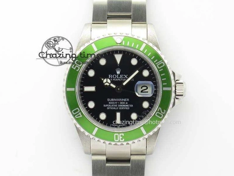 Submariner 16610LV SS BP-Maker Best Edition Black Dial Green Bezel On SS Bracelet SA Packable 3815