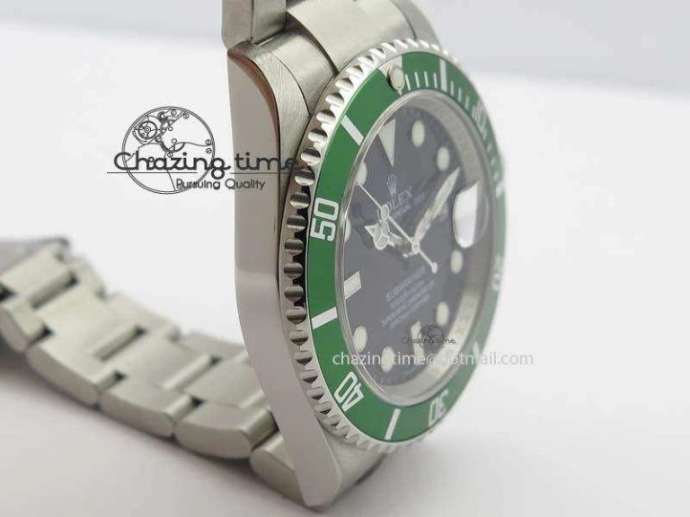 Stylish Submariner 16610LV SS Green Metal Bezel JF 1:1 Best Edition Black Dial On SS Bracelet SH 3755