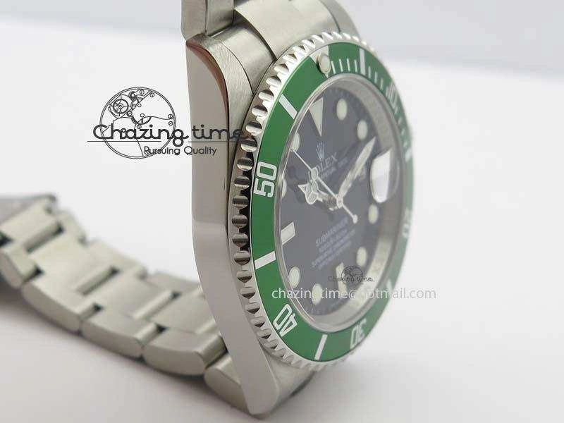 Stylish Submariner 16610LV SS Green Metal Bezel JF 1:1 Best Edition Black Dial On SS Bracelet SH 3755