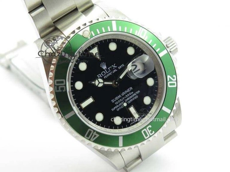 Stylish Submariner 16610LV SS Green Metal Bezel JF 1:1 Best Edition Black Dial On SS Bracelet SH 3755