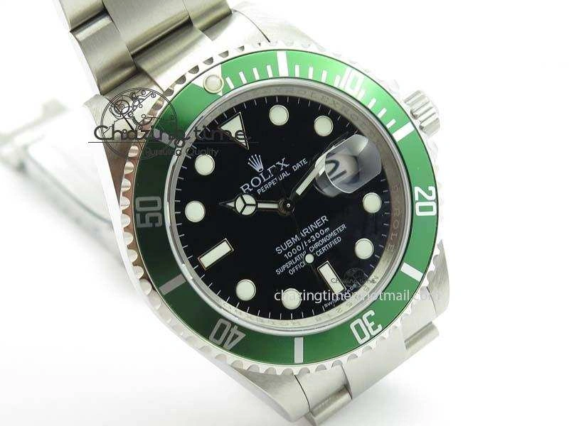 Stylish Submariner 16610LV SS Green Metal Bezel JF 1:1 Best Edition Black Dial On SS Bracelet SH 3755