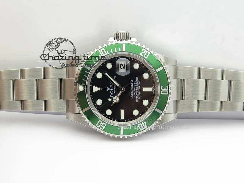 Stylish Submariner 16610LV SS Green Metal Bezel JF 1:1 Best Edition Black Dial On SS Bracelet SH 3755