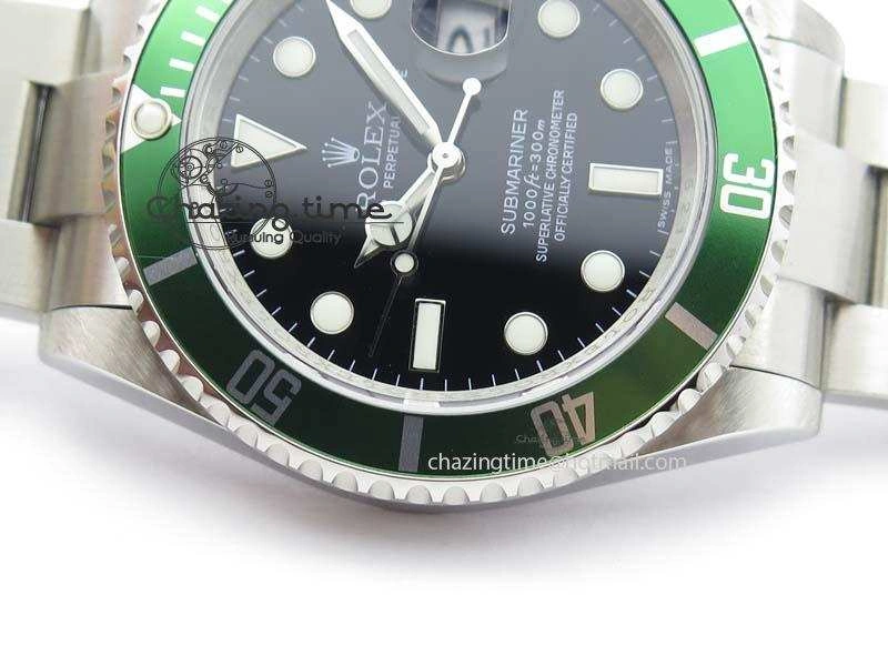 Stylish Submariner 16610LV SS Green Metal Bezel JF 1:1 Best Edition Black Dial On SS Bracelet SH 3755