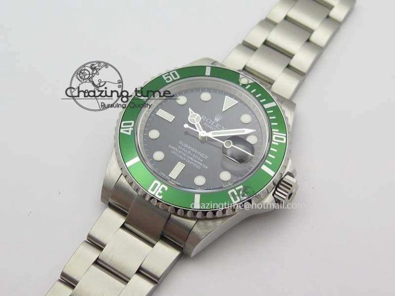 Stylish Submariner 16610LV SS Green Metal Bezel JF 1:1 Best Edition Black Dial On SS Bracelet SH 3755