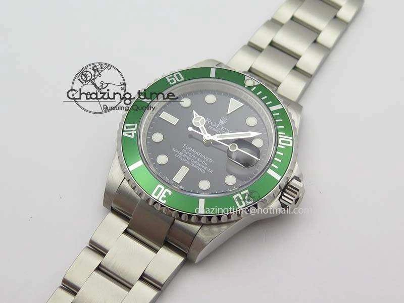 Stylish Submariner 16610LV SS Green Metal Bezel JF 1:1 Best Edition Black Dial On SS Bracelet SH 3755