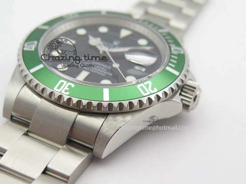Stylish Submariner 16610LV SS Green Metal Bezel JF 1:1 Best Edition Black Dial On SS Bracelet SH 3755